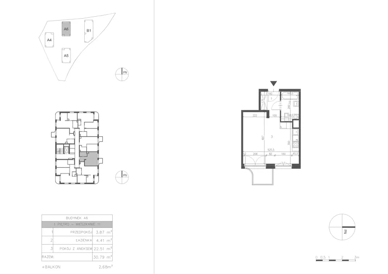 1 pokój, mieszkanie 30,79 m², piętro 1, oferta nr 21B.11, Osiedle Albatrosów II, Kraków, Podgórze, Rybitwy, ul. Albatrosów 21