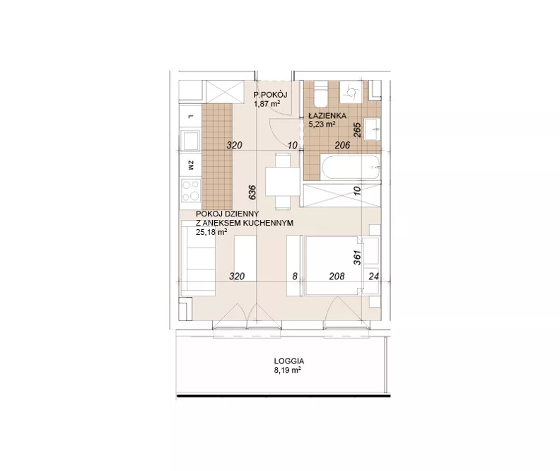 1 pokój, mieszkanie 32,26 m², piętro 1, oferta nr E1-1-23, Lokum Porto Etap VI, Wrocław, Szczepin, ul. Długa/Gnieźnieńska