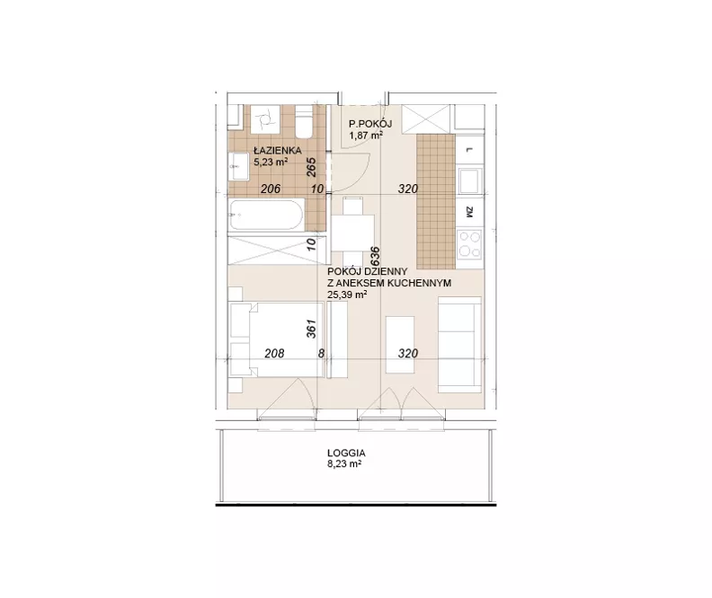 1 pokój, mieszkanie 32,42 m², piętro 2, oferta nr E1-2-35, Lokum Porto Etap VI, Wrocław, Szczepin, ul. Długa/Gnieźnieńska