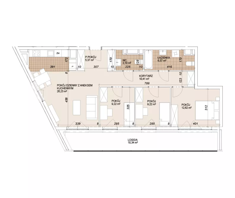 4 pokoje, mieszkanie 82,74 m², piętro 7, oferta nr E1-7-76, Lokum Porto Etap VI, Wrocław, Szczepin, ul. Długa/Gnieźnieńska