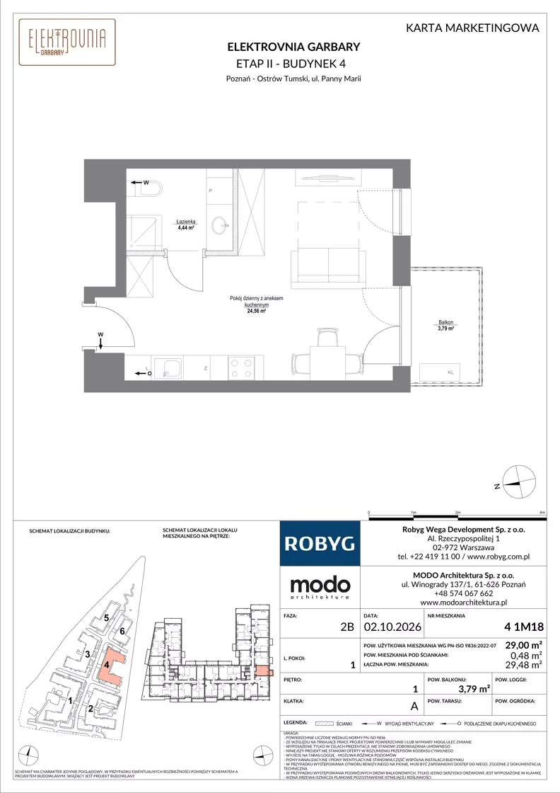 1 pokój, mieszkanie 29,00 m², piętro 1, oferta nr 4.1M18, Elektrovnia Garbary, Poznań, Ostrów Tumski-Śródka-Zawady-Komandoria, Ostrów Tumski, ul. Panny Marii