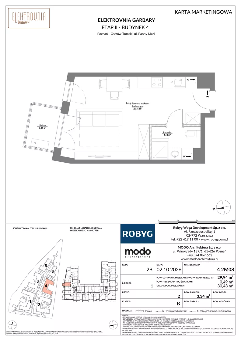 1 pokój, mieszkanie 29,94 m², piętro 2, oferta nr 4.2M08, Elektrovnia Garbary, Poznań, Ostrów Tumski-Śródka-Zawady-Komandoria, Ostrów Tumski, ul. Panny Marii