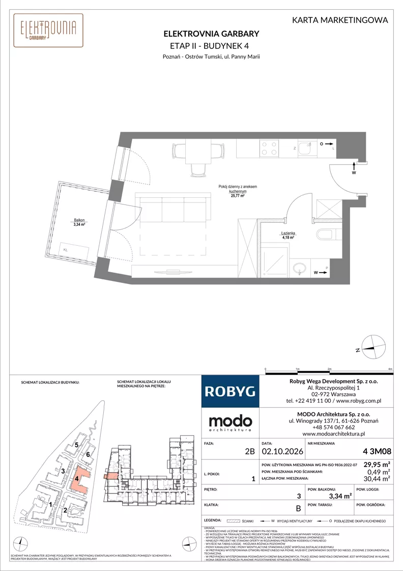 1 pokój, mieszkanie 29,95 m², piętro 3, oferta nr 4.3M08, Elektrovnia Garbary, Poznań, Ostrów Tumski-Śródka-Zawady-Komandoria, Ostrów Tumski, ul. Panny Marii