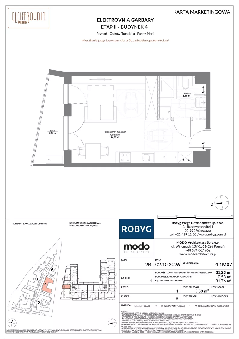1 pokój, mieszkanie 31,23 m², piętro 1, oferta nr 4.1M07, Elektrovnia Garbary, Poznań, Ostrów Tumski-Śródka-Zawady-Komandoria, Ostrów Tumski, ul. Panny Marii
