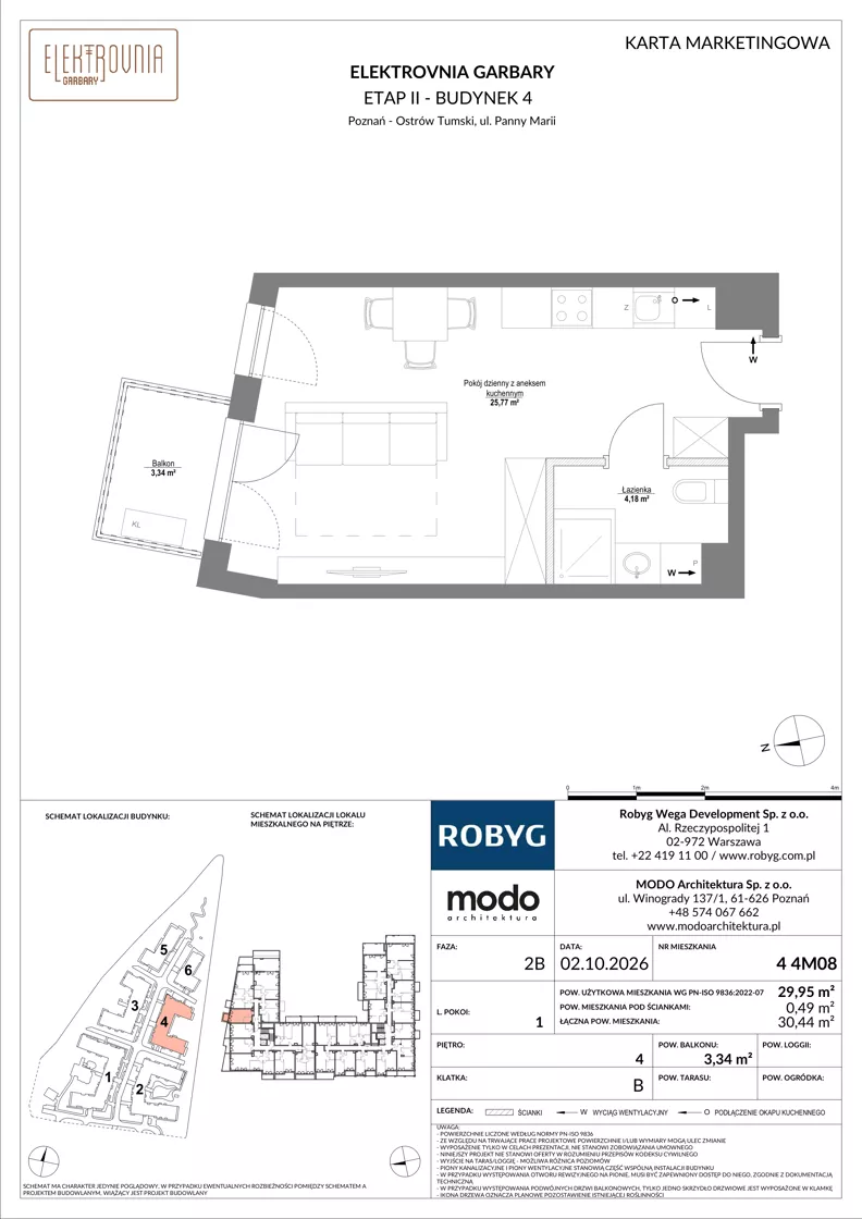 1 pokój, mieszkanie 29,95 m², piętro 4, oferta nr 4.4M08, Elektrovnia Garbary, Poznań, Ostrów Tumski-Śródka-Zawady-Komandoria, Ostrów Tumski, ul. Panny Marii