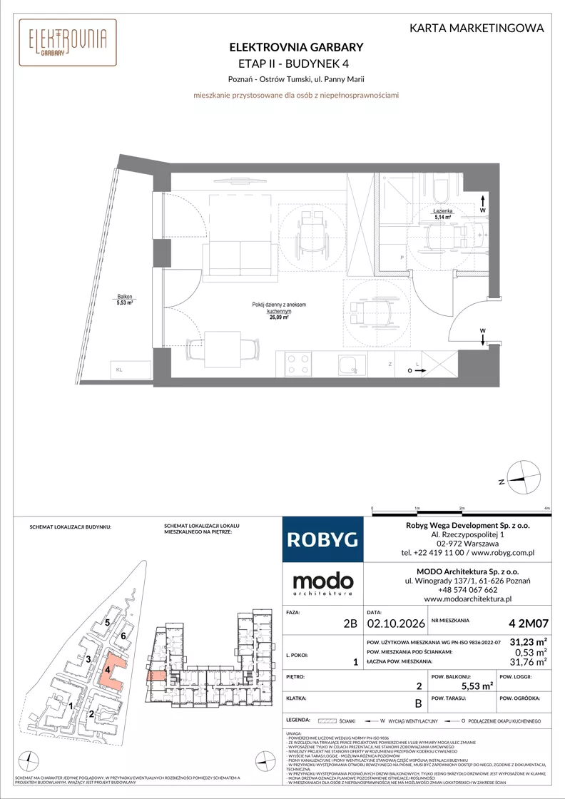 1 pokój, mieszkanie 31,23 m², piętro 2, oferta nr 4.2M07, Elektrovnia Garbary, Poznań, Ostrów Tumski-Śródka-Zawady-Komandoria, Ostrów Tumski, ul. Panny Marii