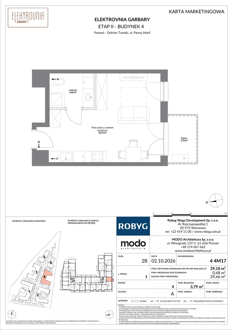 1 pokój, mieszkanie 29,18 m², piętro 4, oferta nr 4.4M17, Elektrovnia Garbary, Poznań, Ostrów Tumski-Śródka-Zawady-Komandoria, Ostrów Tumski, ul. Panny Marii