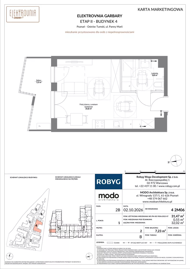 1 pokój, mieszkanie 31,47 m², piętro 2, oferta nr 4.2M06, Elektrovnia Garbary, Poznań, Ostrów Tumski-Śródka-Zawady-Komandoria, Ostrów Tumski, ul. Panny Marii