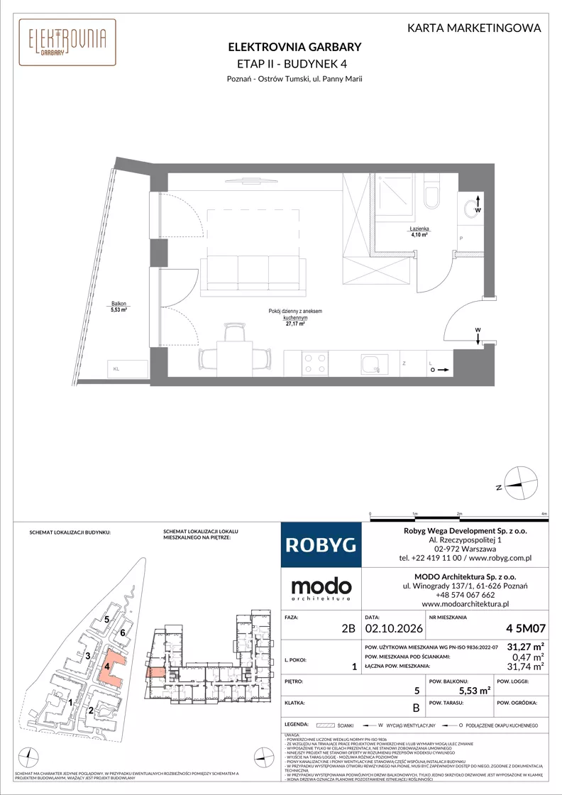 1 pokój, mieszkanie 31,27 m², piętro 5, oferta nr 4.5M07, Elektrovnia Garbary, Poznań, Ostrów Tumski-Śródka-Zawady-Komandoria, Ostrów Tumski, ul. Panny Marii