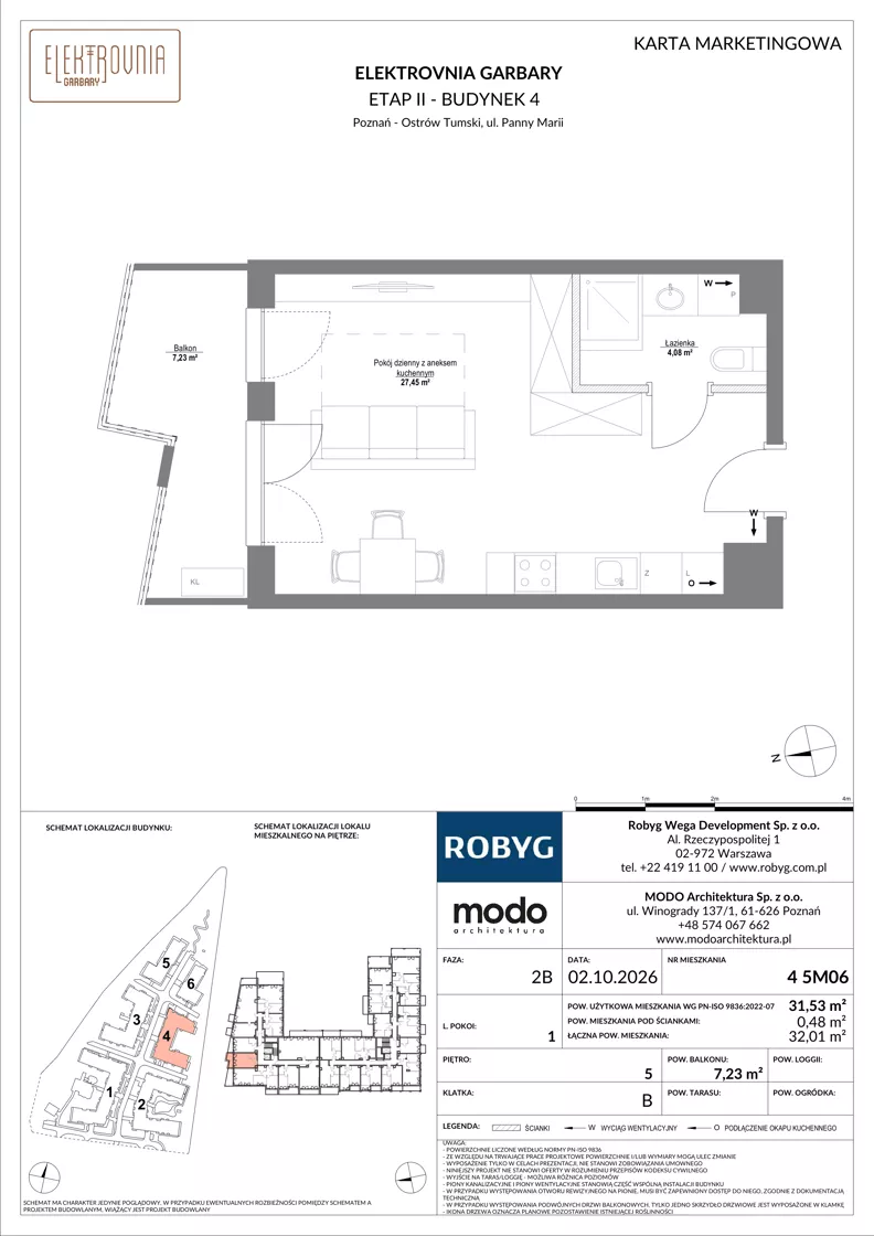 1 pokój, mieszkanie 31,53 m², piętro 5, oferta nr 4.5M06, Elektrovnia Garbary, Poznań, Ostrów Tumski-Śródka-Zawady-Komandoria, Ostrów Tumski, ul. Panny Marii