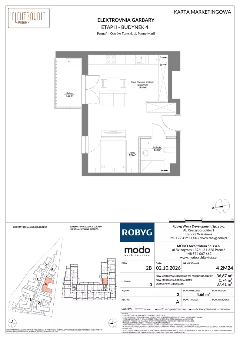 1 pokój, mieszkanie 36,67 m², piętro 2, oferta nr 4.2M24, Elektrovnia Garbary, Poznań, Ostrów Tumski-Śródka-Zawady-Komandoria, Ostrów Tumski, ul. Panny Marii