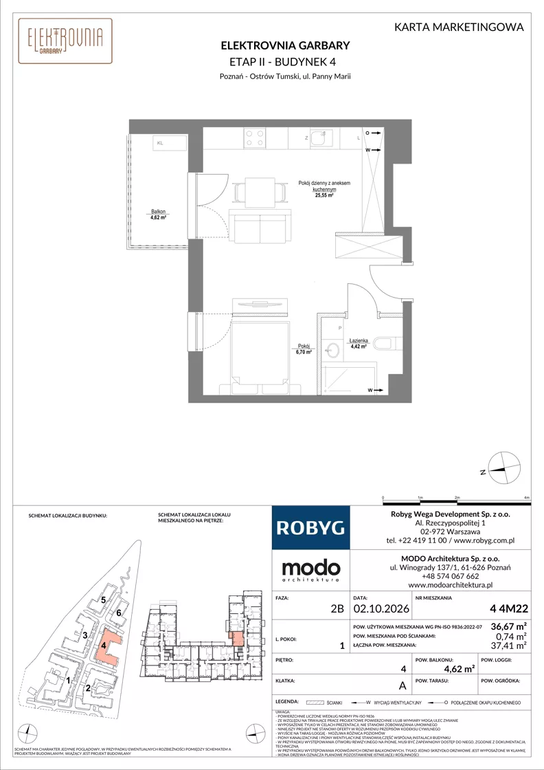 1 pokój, mieszkanie 36,67 m², piętro 4, oferta nr 4.4M22, Elektrovnia Garbary, Poznań, Ostrów Tumski-Śródka-Zawady-Komandoria, Ostrów Tumski, ul. Panny Marii