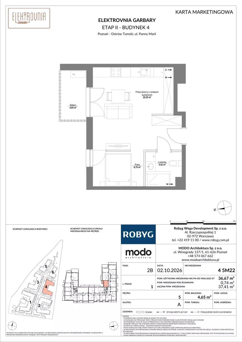 1 pokój, mieszkanie 36,67 m², piętro 5, oferta nr 4.5M22, Elektrovnia Garbary, Poznań, Ostrów Tumski-Śródka-Zawady-Komandoria, Ostrów Tumski, ul. Panny Marii