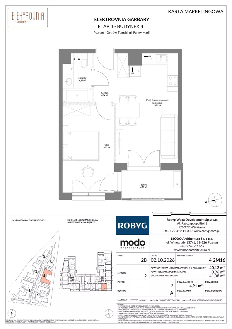 2 pokoje, mieszkanie 40,12 m², piętro 2, oferta nr 4.2M16, Elektrovnia Garbary, Poznań, Ostrów Tumski-Śródka-Zawady-Komandoria, Ostrów Tumski, ul. Panny Marii