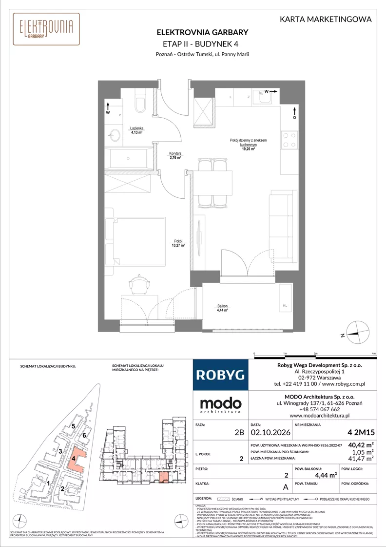 2 pokoje, mieszkanie 40,42 m², piętro 2, oferta nr 4.2M15, Elektrovnia Garbary, Poznań, Ostrów Tumski-Śródka-Zawady-Komandoria, Ostrów Tumski, ul. Panny Marii
