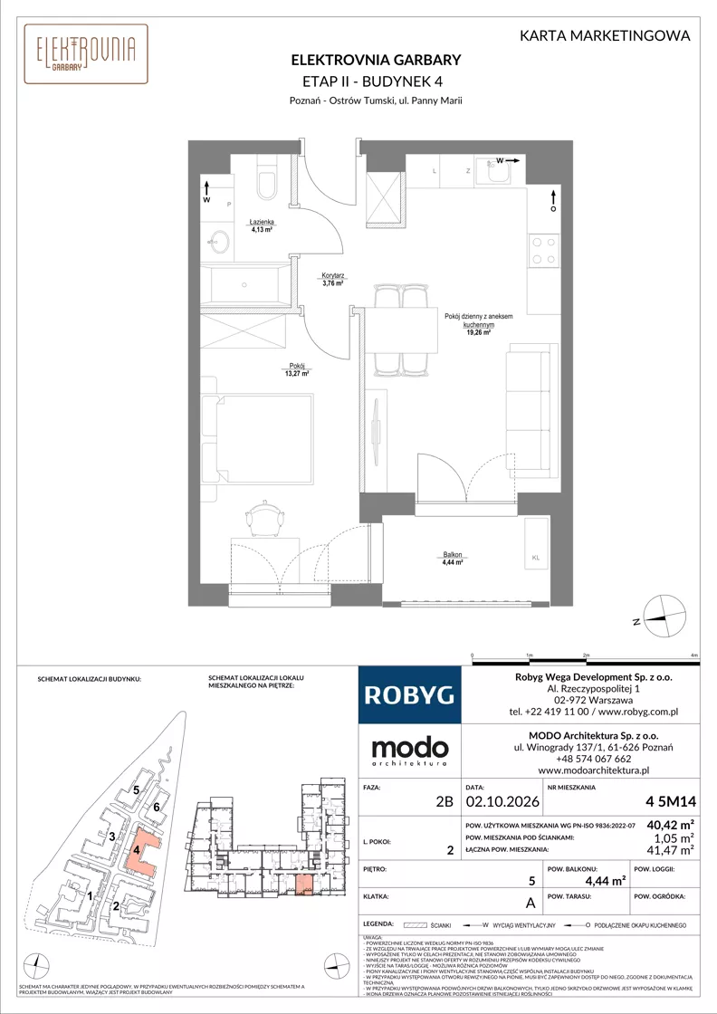 2 pokoje, mieszkanie 40,42 m², piętro 5, oferta nr 4.5M14, Elektrovnia Garbary, Poznań, Ostrów Tumski-Śródka-Zawady-Komandoria, Ostrów Tumski, ul. Panny Marii