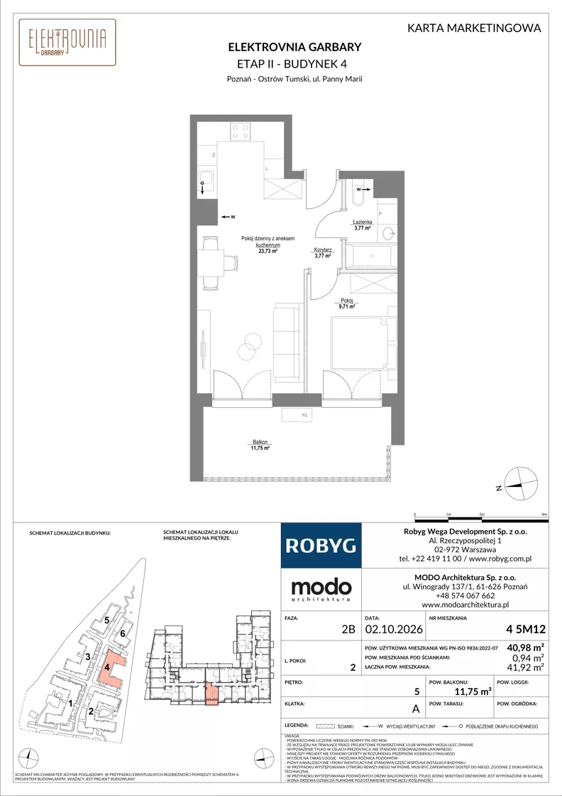 2 pokoje, mieszkanie 40,98 m², piętro 5, oferta nr 4.5M12, Elektrovnia Garbary, Poznań, Ostrów Tumski-Śródka-Zawady-Komandoria, Ostrów Tumski, ul. Panny Marii