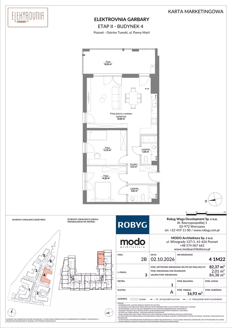 3 pokoje, mieszkanie 82,37 m², piętro 1, oferta nr 4.1M22, Elektrovnia Garbary, Poznań, Ostrów Tumski-Śródka-Zawady-Komandoria, Ostrów Tumski, ul. Panny Marii