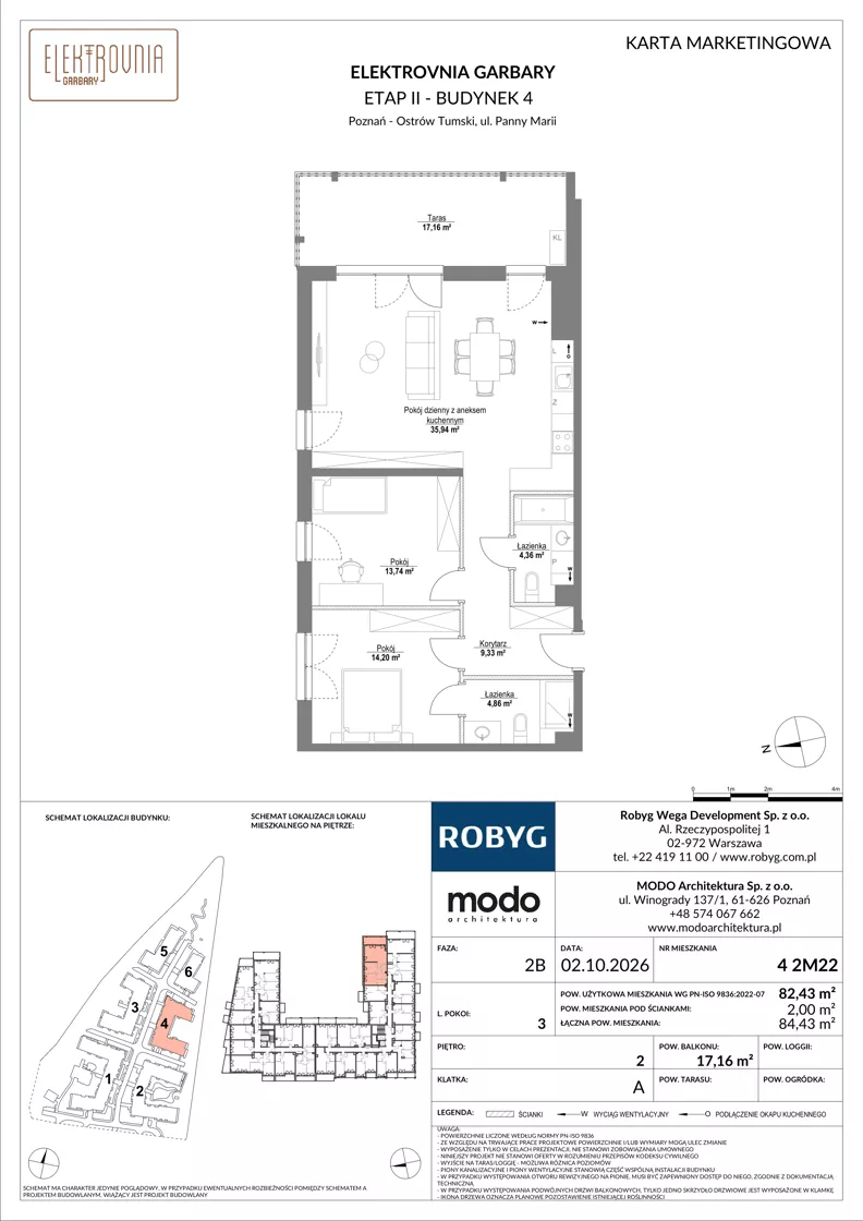 3 pokoje, mieszkanie 82,43 m², piętro 2, oferta nr 4.2M22, Elektrovnia Garbary, Poznań, Ostrów Tumski-Śródka-Zawady-Komandoria, Ostrów Tumski, ul. Panny Marii