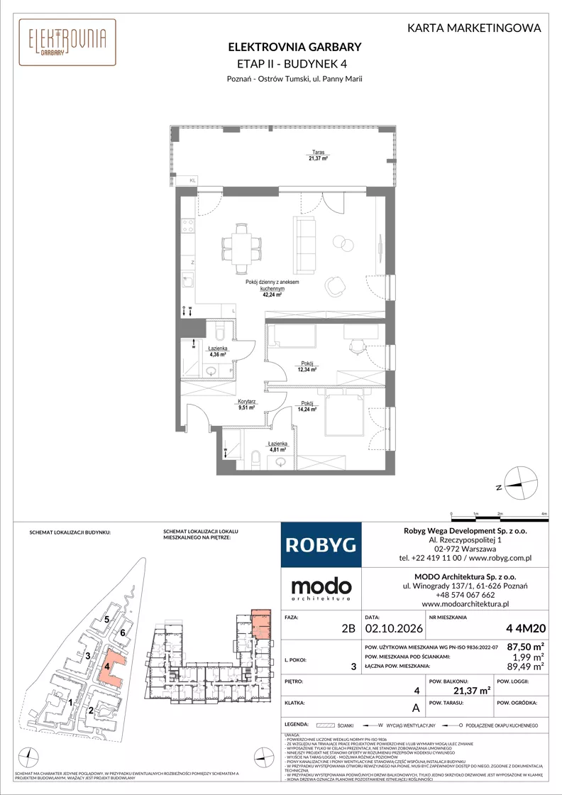 3 pokoje, mieszkanie 87,50 m², piętro 4, oferta nr 4.4M20, Elektrovnia Garbary, Poznań, Ostrów Tumski-Śródka-Zawady-Komandoria, Ostrów Tumski, ul. Panny Marii