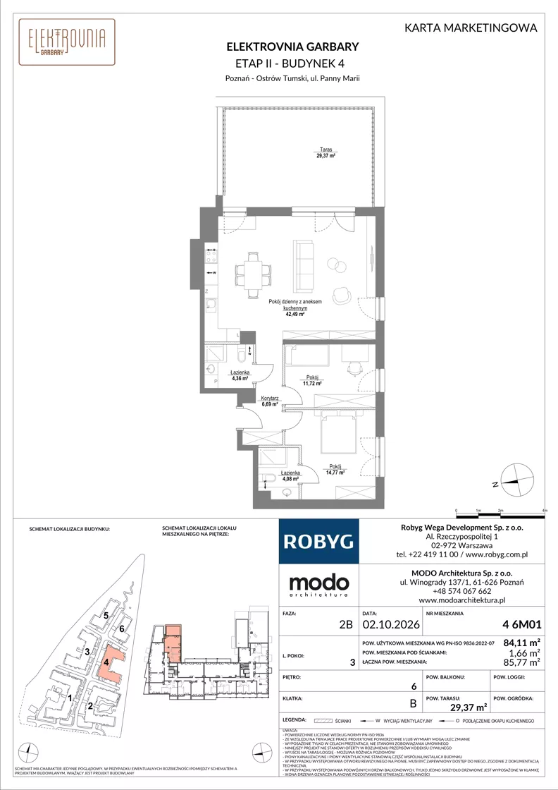 3 pokoje, mieszkanie 84,11 m², piętro 6, oferta nr 4.6M01, Elektrovnia Garbary, Poznań, Ostrów Tumski-Śródka-Zawady-Komandoria, Ostrów Tumski, ul. Panny Marii