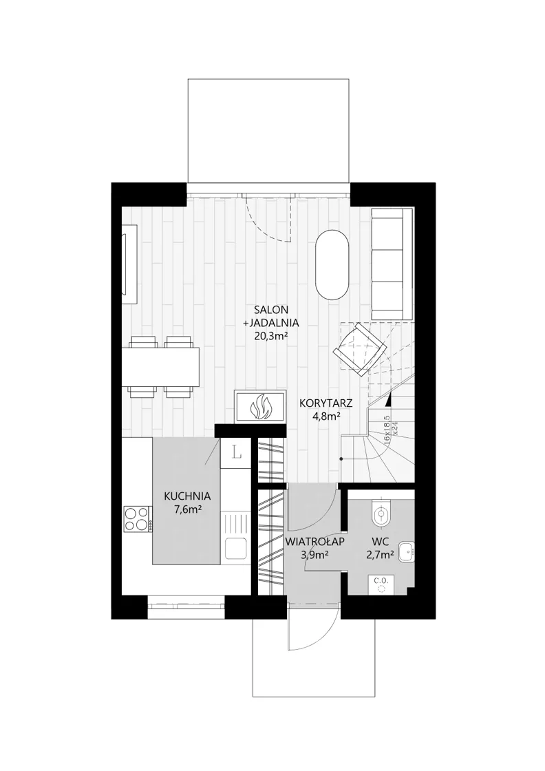 Dom 80,38 m², oferta nr F2, Domy Chełm, Gdańsk, Chełm, ul. Damazego Tilgnera