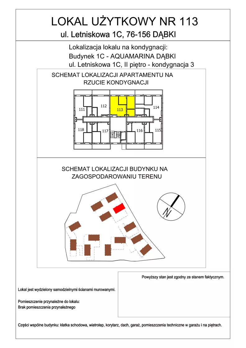 3 pokoje, lokal inwestycyjny 49,79 m², piętro 2, oferta nr 113, Aquamarina Dąbki, Dąbki, ul. Letniskowa 1