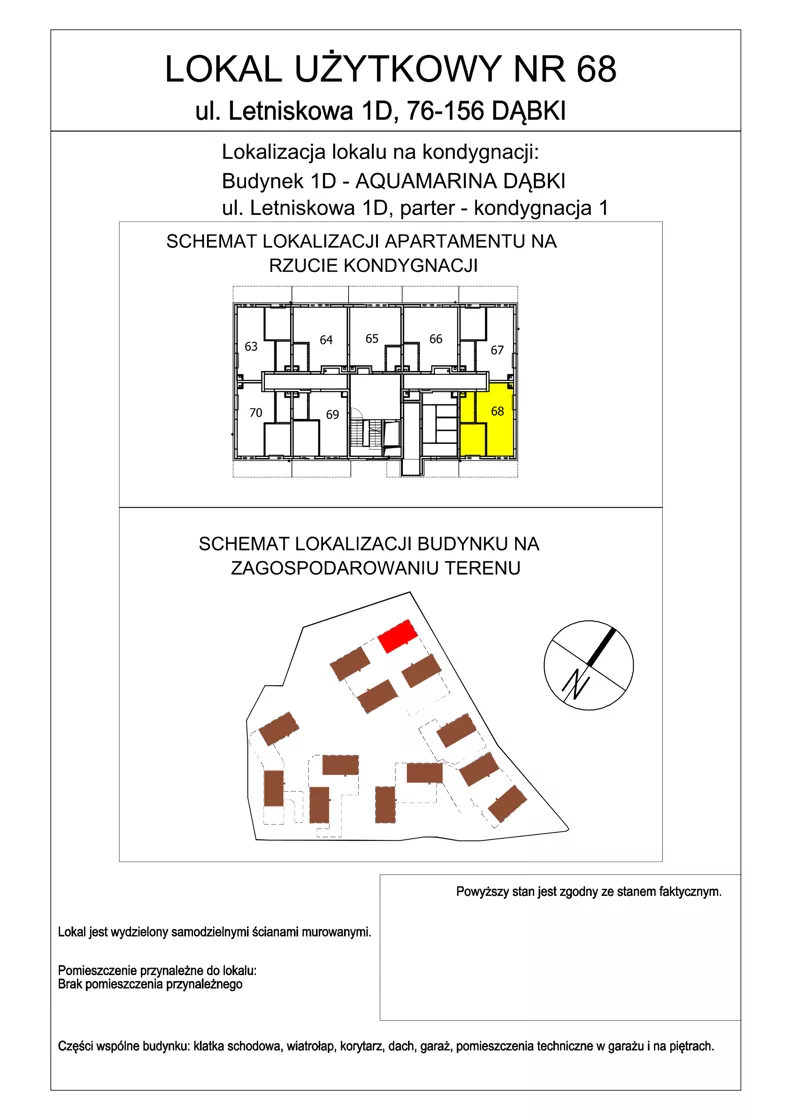 2 pokoje, lokal inwestycyjny 37,59 m², parter, oferta nr 68, Aquamarina Dąbki, Dąbki, ul. Letniskowa 1