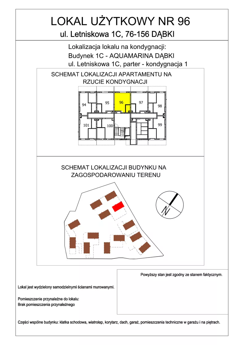 1 pokój, lokal inwestycyjny 33,24 m², parter, oferta nr 96, Aquamarina Dąbki, Dąbki, ul. Letniskowa 1