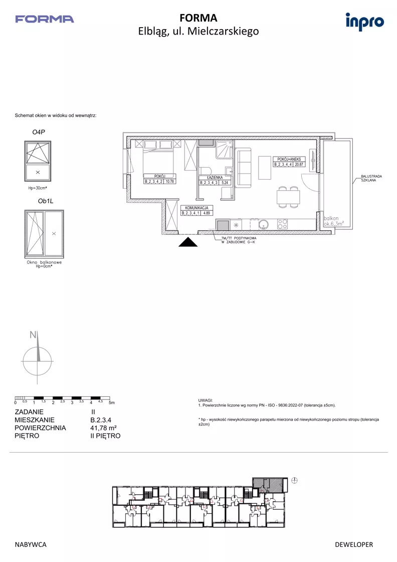 2 pokoje, mieszkanie 41,78 m², piętro 2, oferta nr B.2.3.4, FORMA - II etap, Elbląg, Zatorze, ul. Malborska