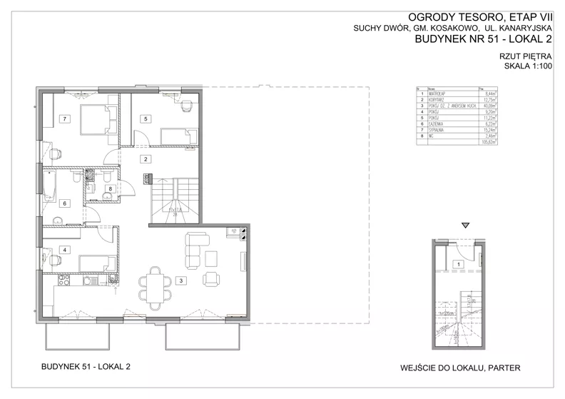 4 pokoje, apartament 105,00 m², piętro 1, oferta nr VII.51.2. , Ogrody Tesoro, Gdynia, Pogórze, ul. Aleja Iberyjska