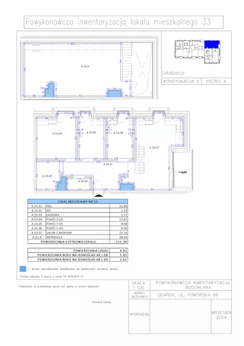 4 pokoje, apartament 112,30 m², piętro 4, oferta nr A.33, Gaja Park, Gdańsk, Żabianka-Wejhera-Jelitkowo-Tysiąclecia, Jelitkowo, ul. Pomorska 68, 66, 64
