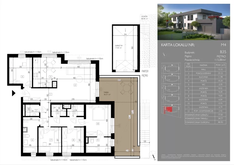 4 pokoje, mieszkanie 115,88 m², piętro 1, oferta nr B35/M4, Leśna Polana, Łódź, Widzew, Widzew-Wschód, ul. Moryca Welta