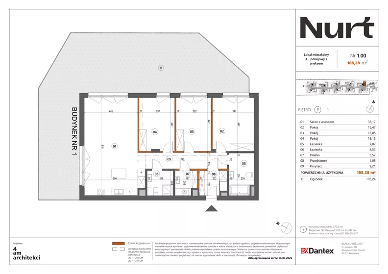 4 pokoje, mieszkanie 108,28 m², parter, oferta nr Etap 1/LM-1.00, Nurt, Warszawa, Wilanów, ul. Zdrowa