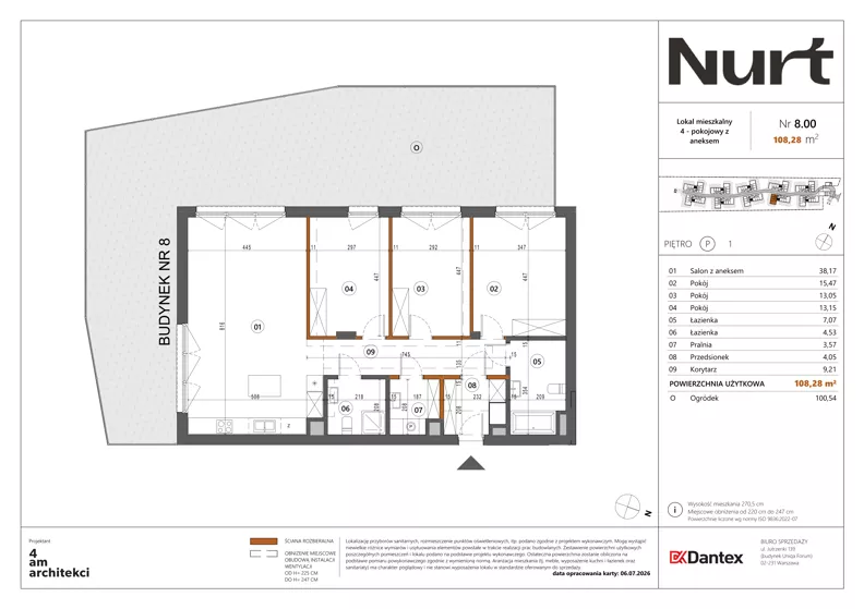 4 pokoje, mieszkanie 108,28 m², parter, oferta nr Etap 1/LM-8.00, Nurt, Warszawa, Wilanów, ul. Zdrowa