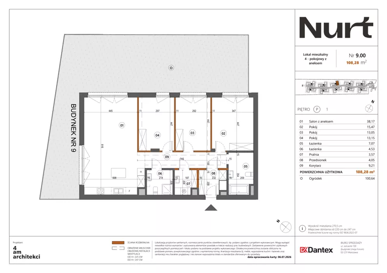4 pokoje, mieszkanie 108,28 m², parter, oferta nr Etap 1/LM-9.00, Nurt, Warszawa, Wilanów, ul. Zdrowa