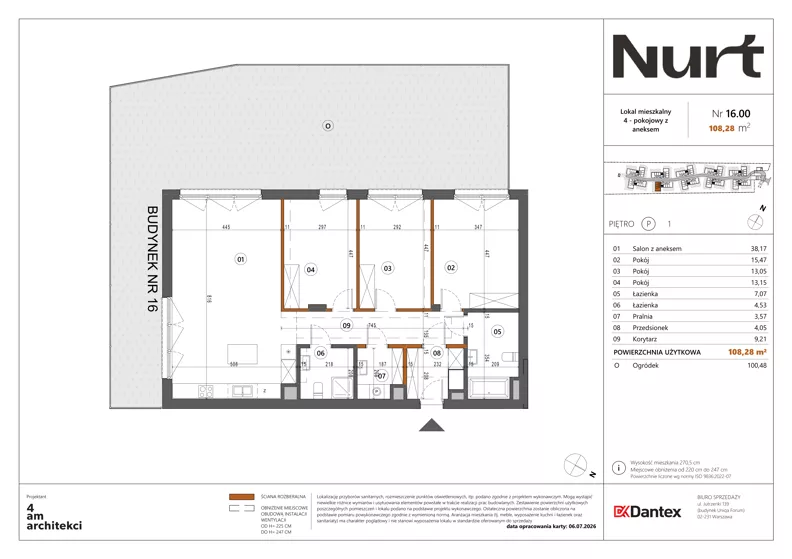 4 pokoje, mieszkanie 108,28 m², parter, oferta nr Etap 1/LM-16.00, Nurt, Warszawa, Wilanów, ul. Zdrowa