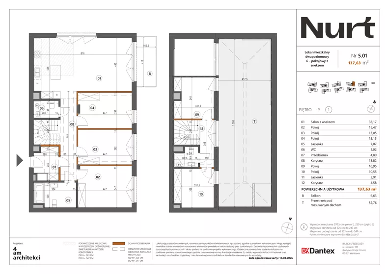 6 pokoi, mieszkanie 137,63 m², piętro 1, oferta nr Etap 1/LM-5.01, Nurt, Warszawa, Wilanów, ul. Zdrowa