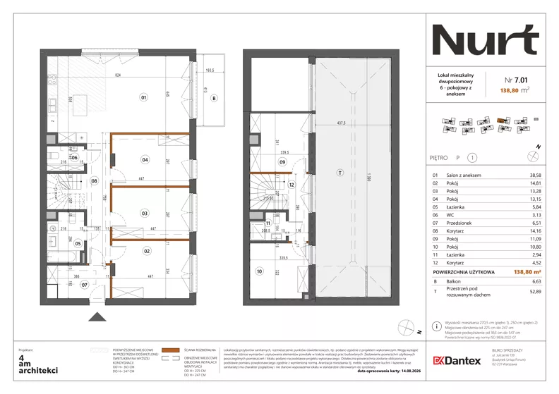 6 pokoi, mieszkanie 138,80 m², piętro 1, oferta nr Etap 1/LM-7.01, Nurt, Warszawa, Wilanów, ul. Zdrowa