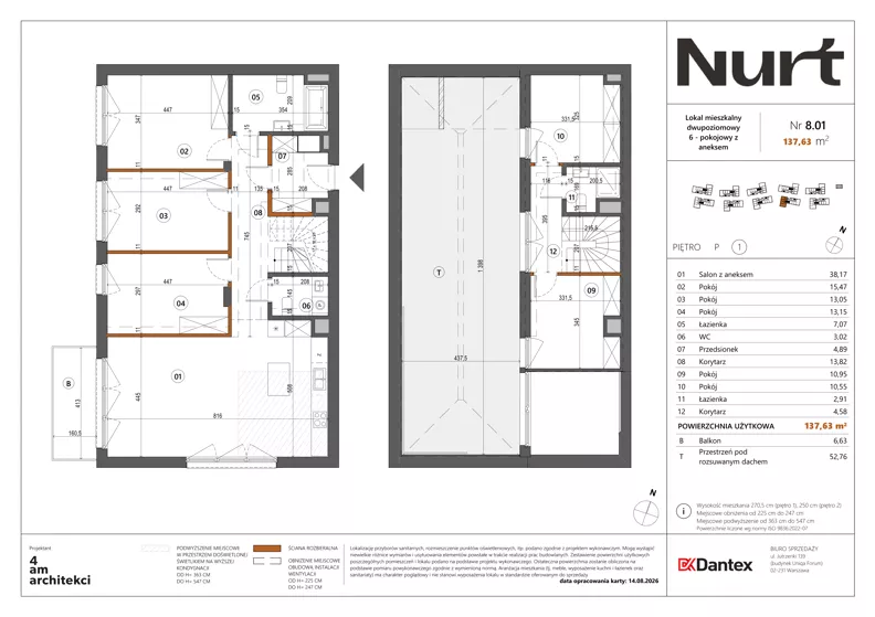 6 pokoi, mieszkanie 137,63 m², piętro 1, oferta nr Etap 1/LM-8.01, Nurt, Warszawa, Wilanów, ul. Zdrowa