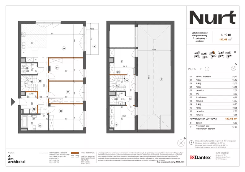 6 pokoi, mieszkanie 137,63 m², piętro 1, oferta nr Etap 1/LM-9.01, Nurt, Warszawa, Wilanów, ul. Zdrowa
