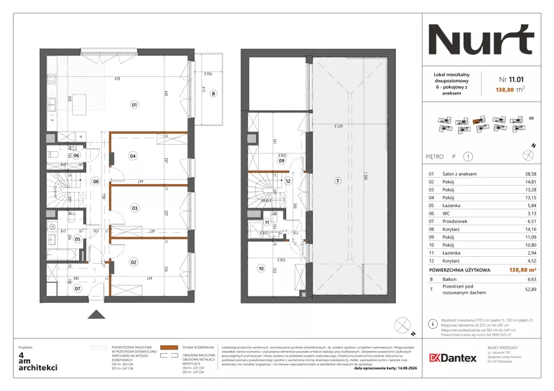 6 pokoi, mieszkanie 138,80 m², piętro 1, oferta nr Etap 1/LM-11.01, Nurt, Warszawa, Wilanów, ul. Zdrowa