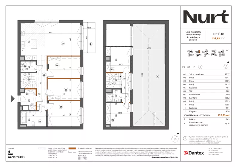 6 pokoi, mieszkanie 137,63 m², piętro 1, oferta nr Etap 1/LM-13.01, Nurt, Warszawa, Wilanów, ul. Zdrowa
