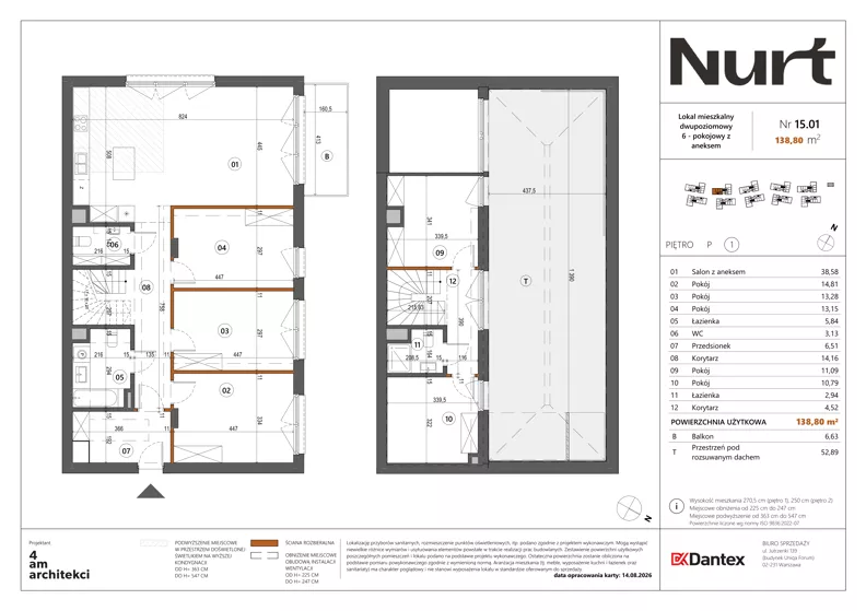 6 pokoi, mieszkanie 138,80 m², piętro 1, oferta nr Etap 1/LM-15.01, Nurt, Warszawa, Wilanów, ul. Zdrowa