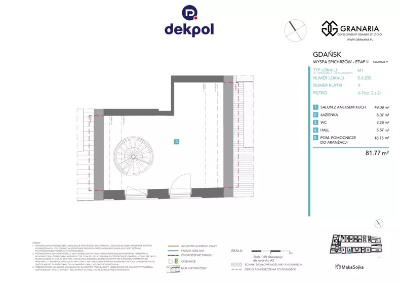 1 pokój, lokal inwestycyjny 81,77 m², piętro 6, oferta nr 5.6.235.M, Granaria, Gdańsk, Śródmieście, ul. Chmielna