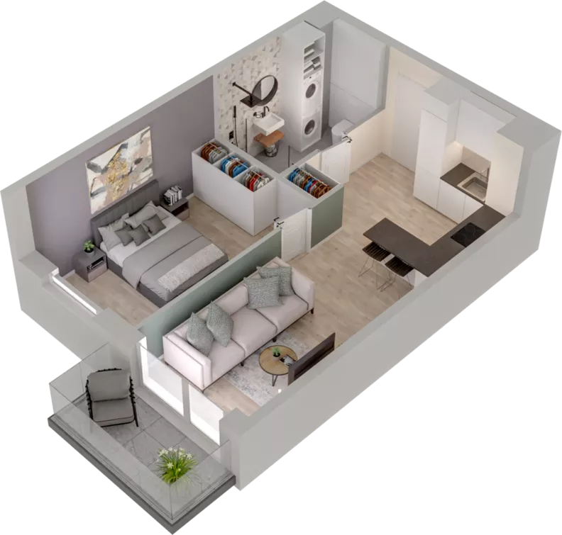 2 pokoje, mieszkanie 36,96 m², piętro 3, oferta nr B1.48, Osiedle Chabrowe, Starogard Gdański, ul. Gen. Stanisław Sosabowskiego