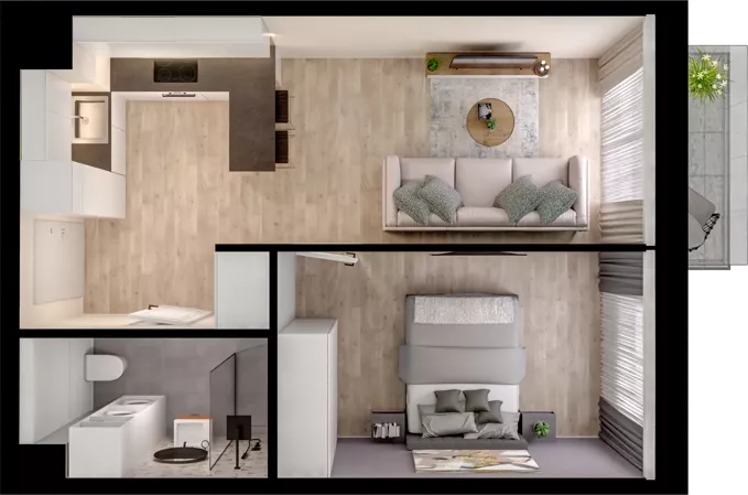 2 pokoje, mieszkanie 36,96 m², piętro 3, oferta nr B1.48, Osiedle Chabrowe, Starogard Gdański, ul. Gen. Stanisław Sosabowskiego