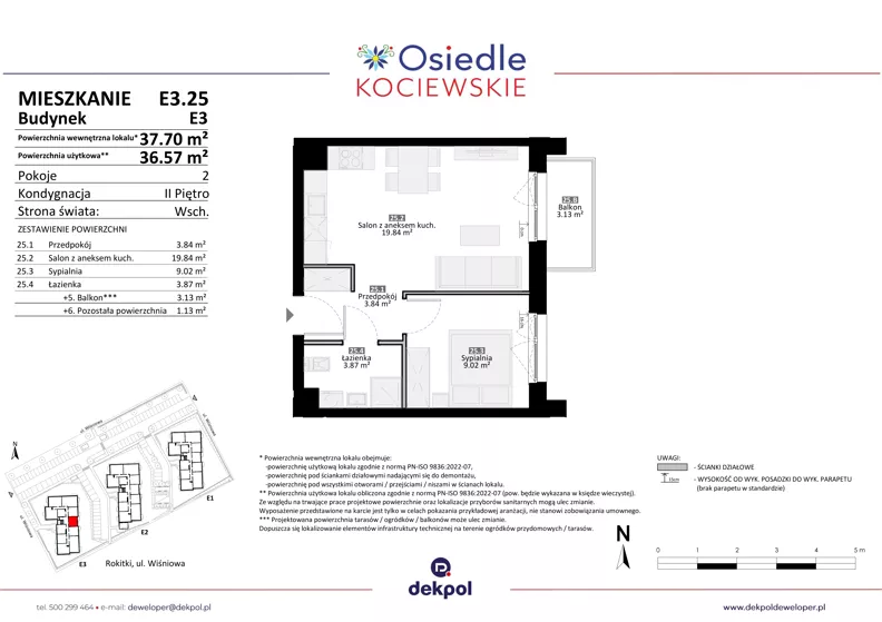 2 pokoje, mieszkanie 36,57 m², piętro 2, oferta nr E3.25, Osiedle Kociewskie III, Rokitki, ul. Tczewska