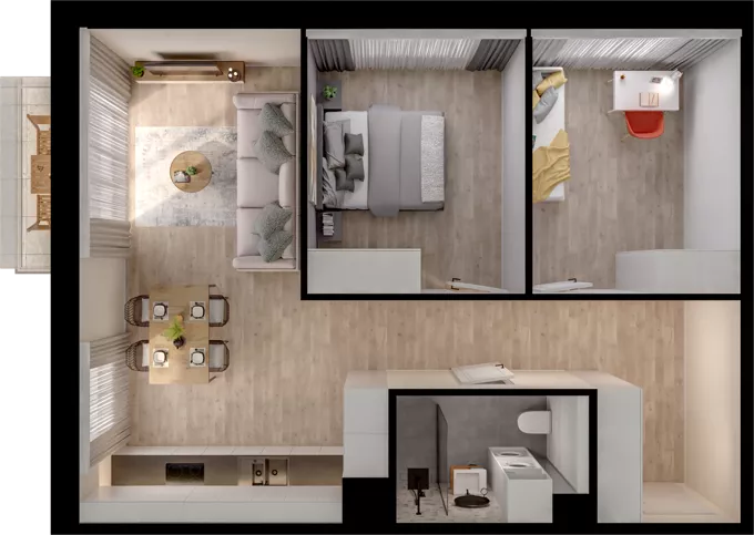 3 pokoje, mieszkanie 56,99 m², piętro 1, oferta nr B1.16, Osiedle Chabrowe, Starogard Gdański, ul. Gen. Stanisław Sosabowskiego
