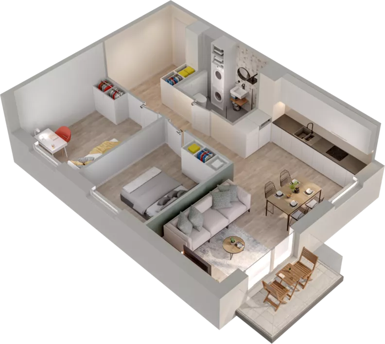 3 pokoje, mieszkanie 56,99 m², piętro 1, oferta nr B1.16, Osiedle Chabrowe, Starogard Gdański, ul. Gen. Stanisław Sosabowskiego